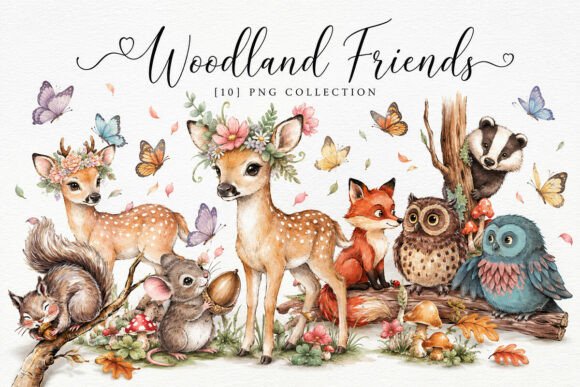 Download Cute Forest Animals Clipart PNG Bundle - Premium Resources