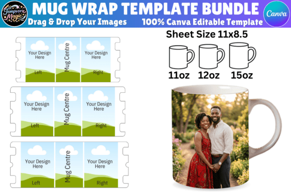 Download Full Wrap Mug Templates 11oz, 12oz, 15oz - Premium Resources