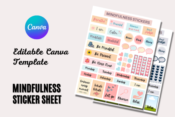 Download Mindfulness Sticker Sheet Canva Editable - Canva editable Collection