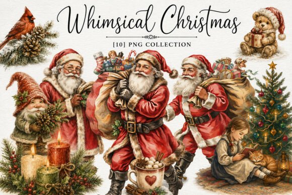 Download Whimsical Christmas Clipart PNG Bundle - Premium Resources