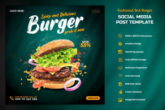 Download Burger and Food Social Media Post Banner - Banner Collection
