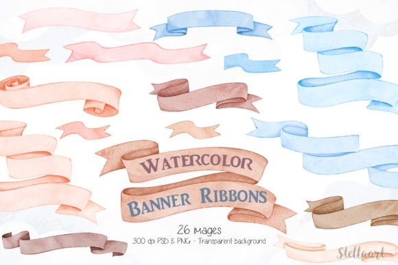 Download Watercolor Banner Ribbons Clipart - Banner Collection