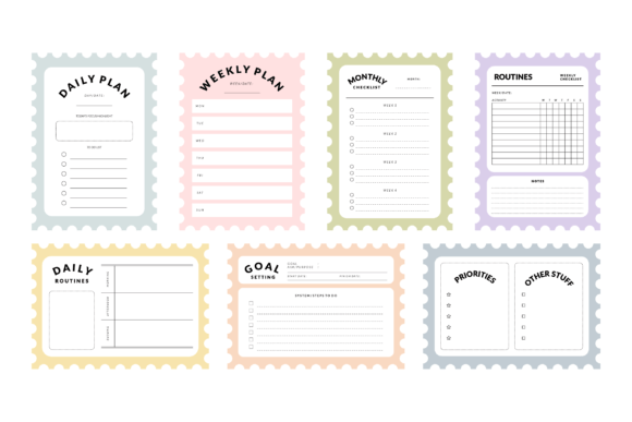 Download Colorful Planner &amp; Notepad Template Set - Template set Collection