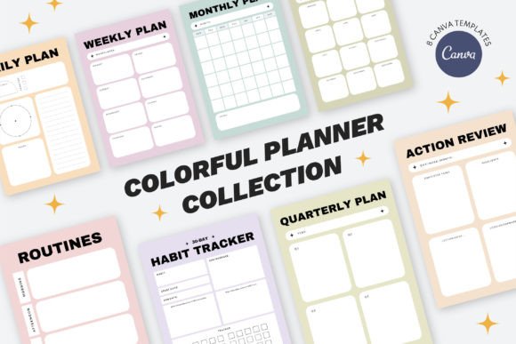 Download Colorful CANVA Planner Template Set - Template set Collection